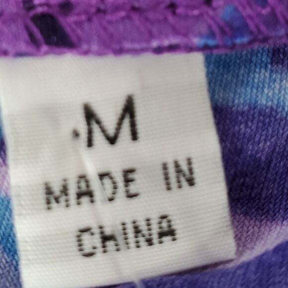 🔹️🔺️NWT Bob Mackie Purple & Blue Floral Print Long Sleeve Blouse Medium - Picture 7 of 9